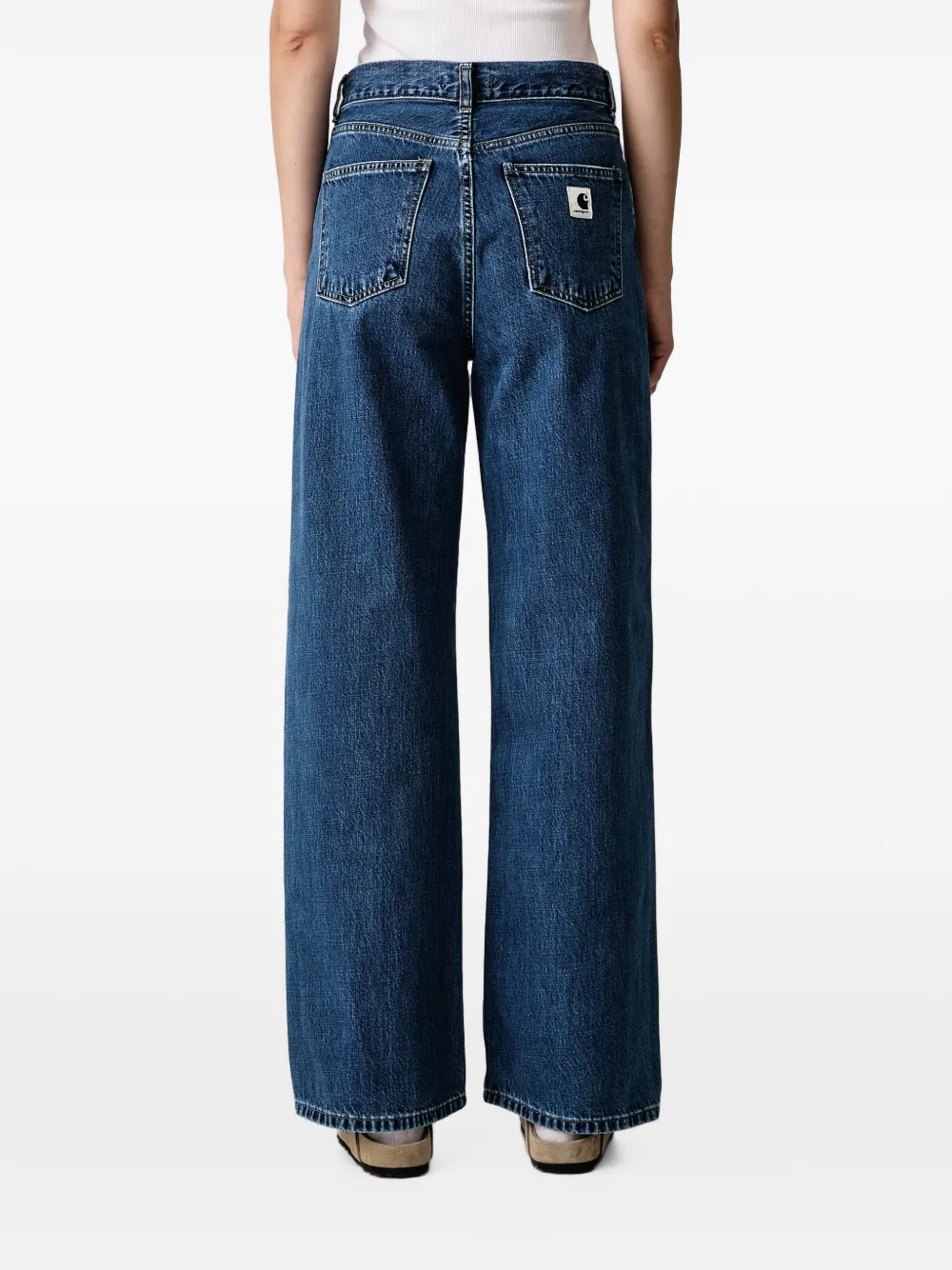 Carhartt WIP Jane jeans met wijde pijpen en logo-patch Blauw