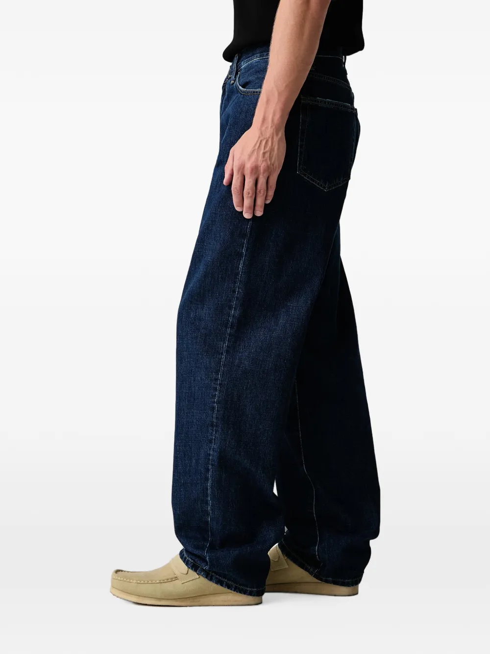 Carhartt WIP Aaron jeans met wijde pijpen en logo-patch Blauw