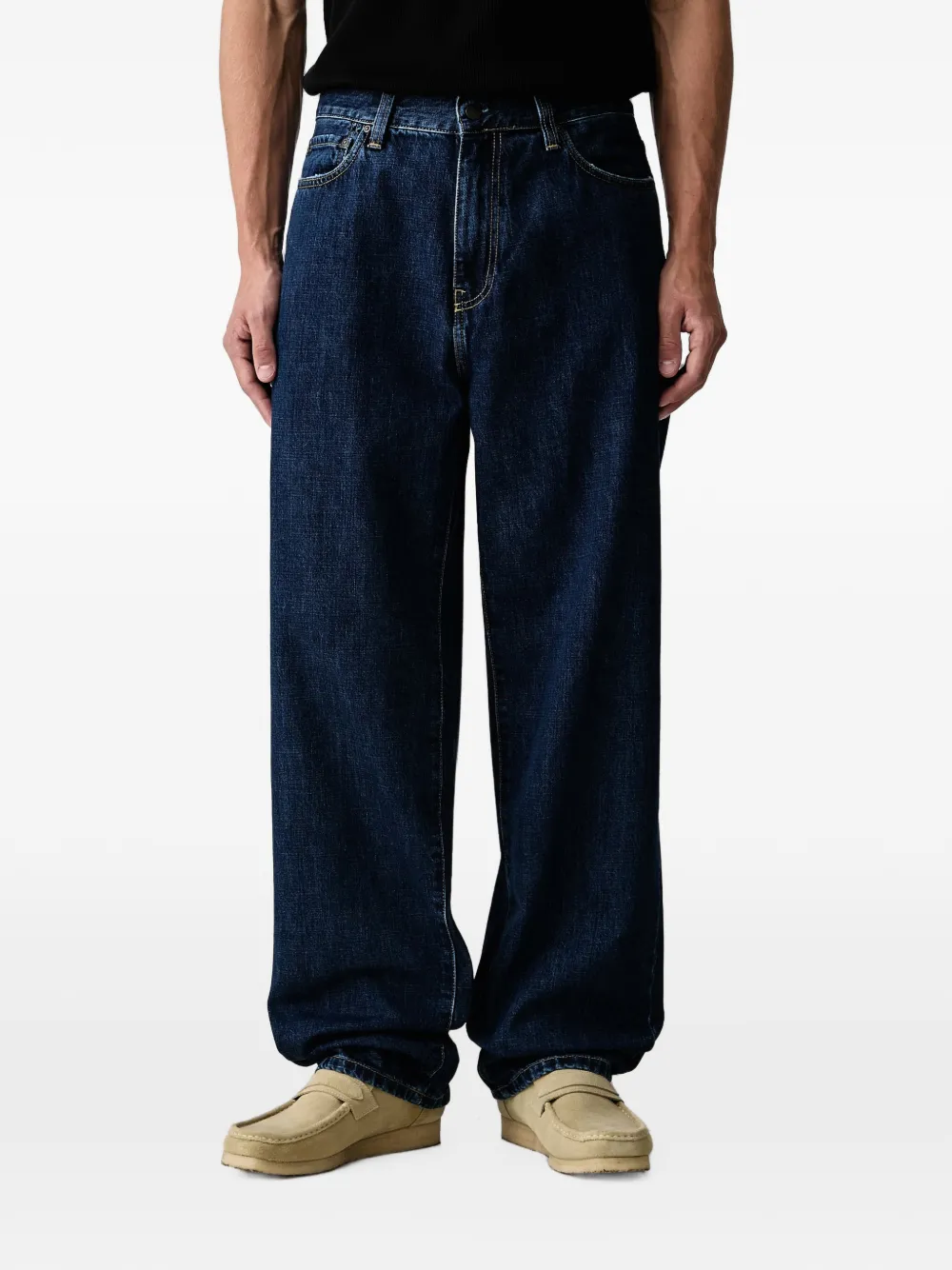 Carhartt WIP Aaron logo-patch wide-leg jeans - Blu