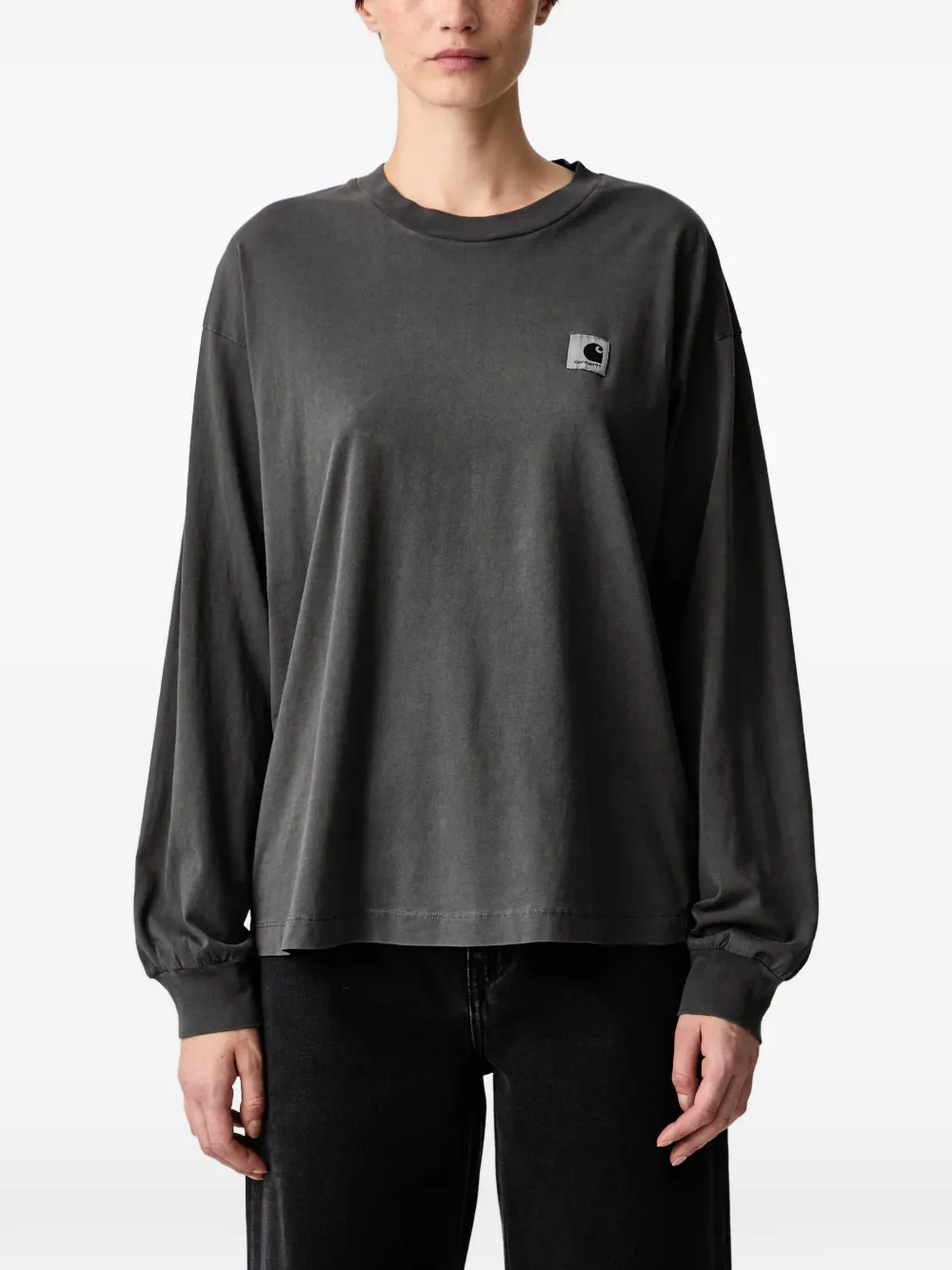 Carhartt WIP Nelson T-shirt met lange mouwen en logo-patch Zwart