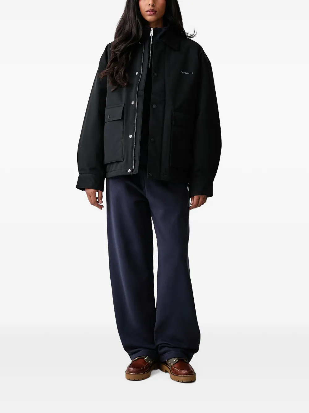 Carhartt WIP Casey sweater met kwartrits en geborduurd logo Blauw