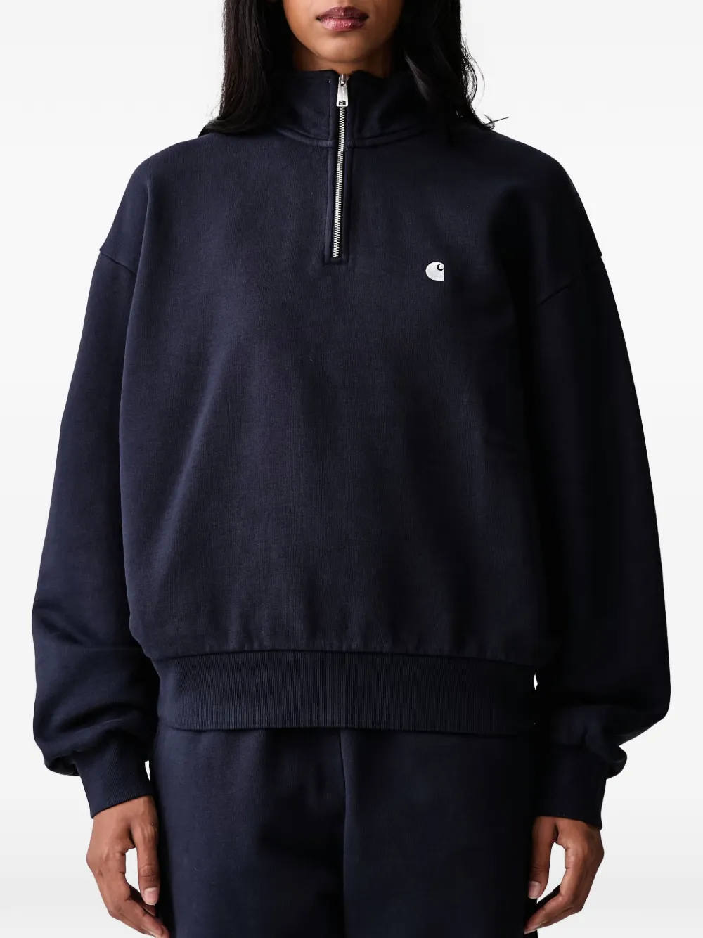 Carhartt WIP Casey sweater met kwartrits en geborduurd logo Blauw
