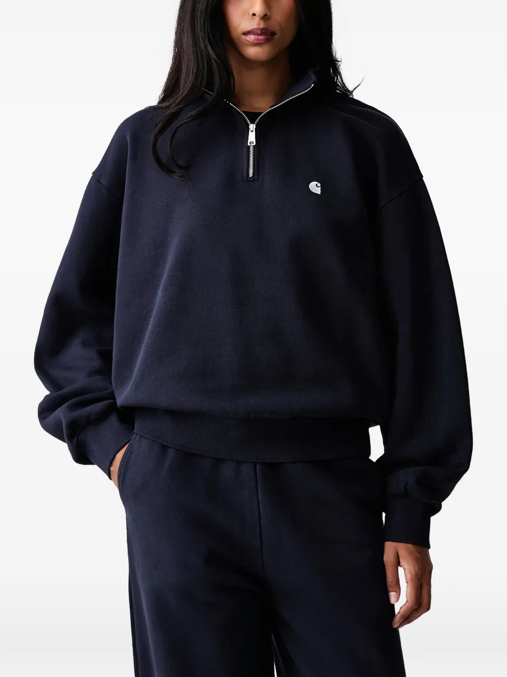 Carhartt WIP Casey sweater met kwartrits en geborduurd logo Blauw