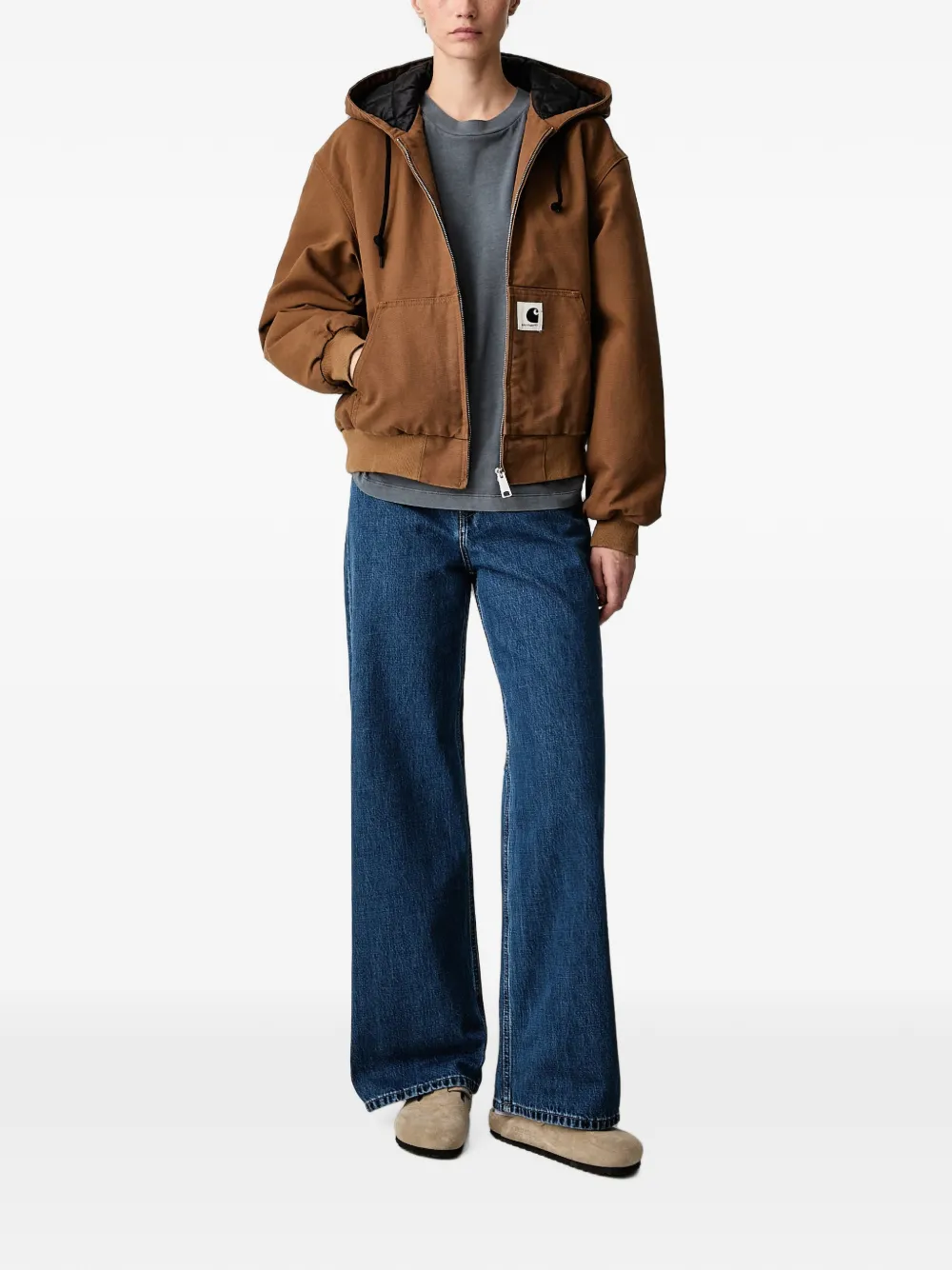Carhartt WIP Nelson T-shirt met lange mouwen en logo-patch Grijs
