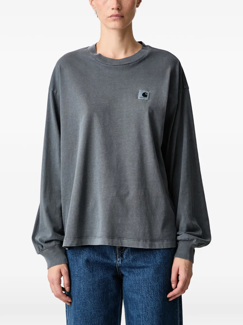Carhartt WIP Nelson T-shirt met lange mouwen en logo-patch Grijs