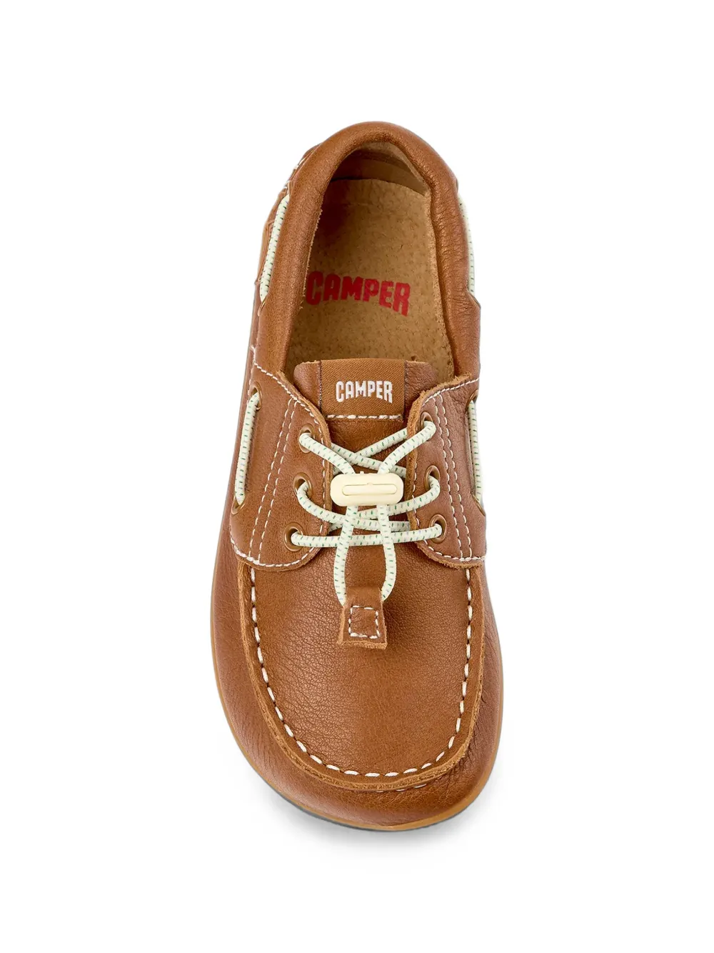 Camper Kids Peu contrast-stitch leather boat shoes Bruin