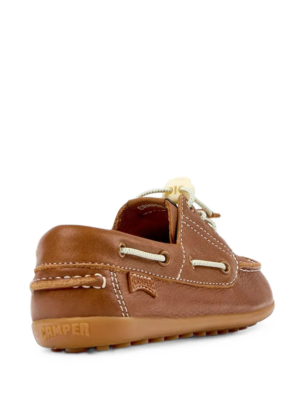 Camper Kids Peu contrast-stitch leather boat shoes Bruin