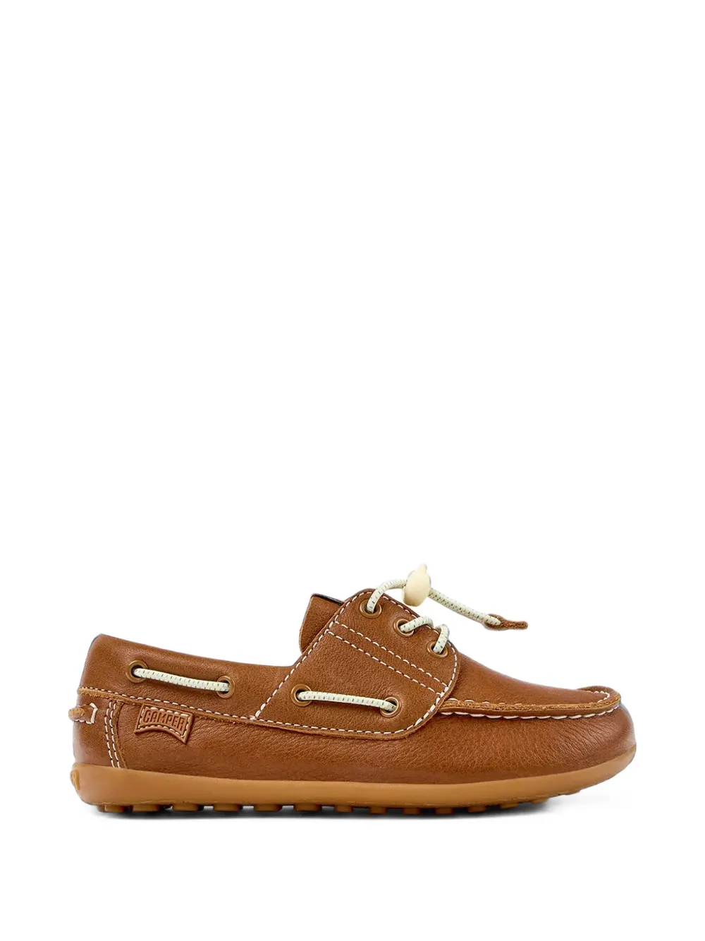 Camper Kids Peu contrast-stitch leather boat shoes Bruin