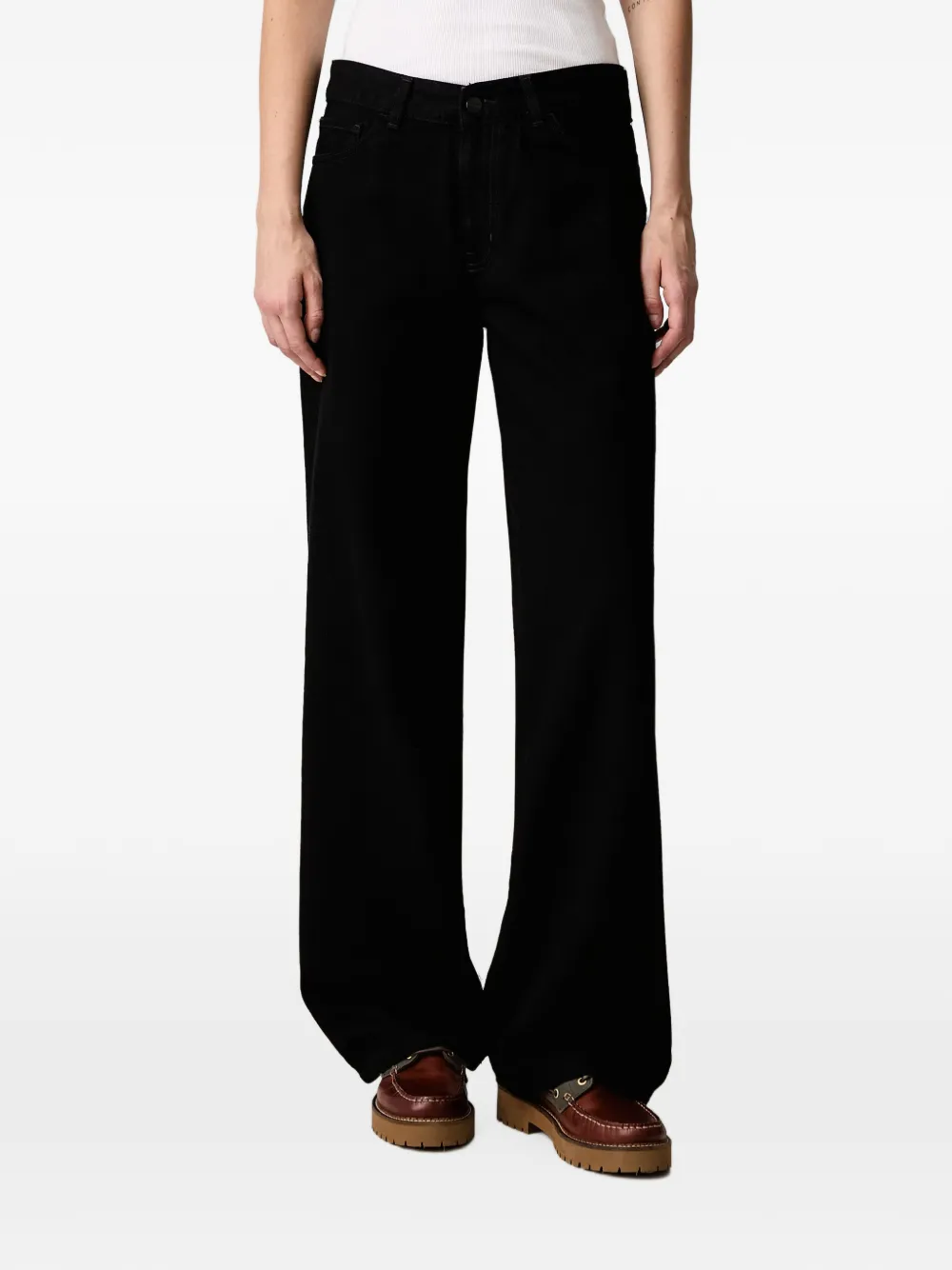 Carhartt WIP Wide-Leg-Jeans mit Logo-Patch - Schwarz