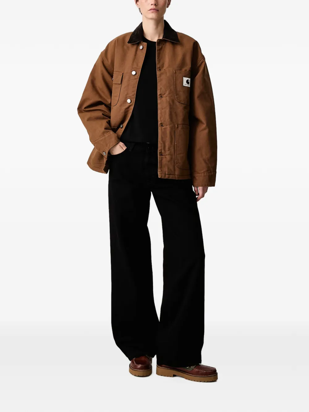 Carhartt WIP Lavine jeans met wijde pijpen en logo-patch Zwart