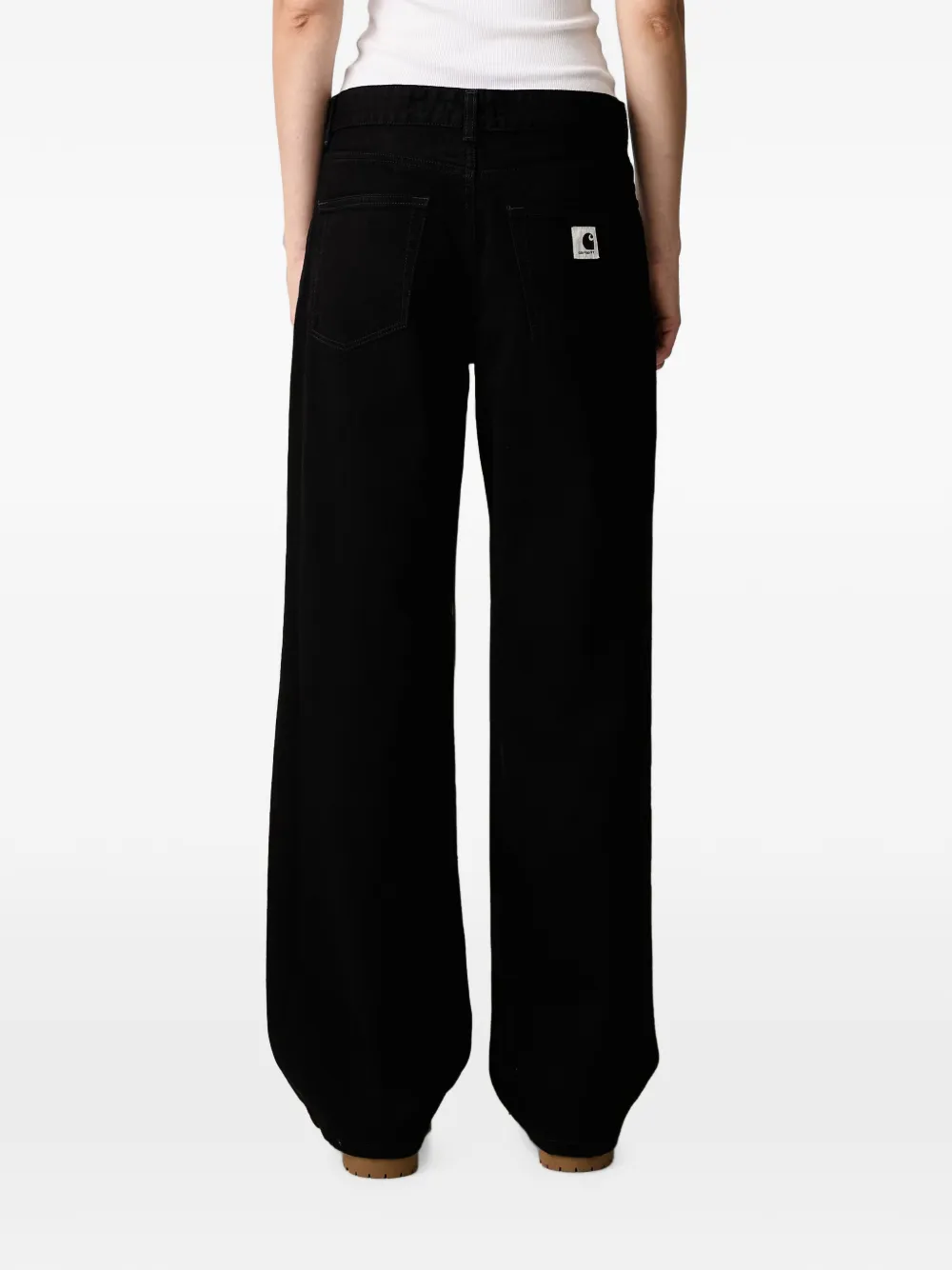 Carhartt WIP Lavine jeans met wijde pijpen en logo-patch Zwart