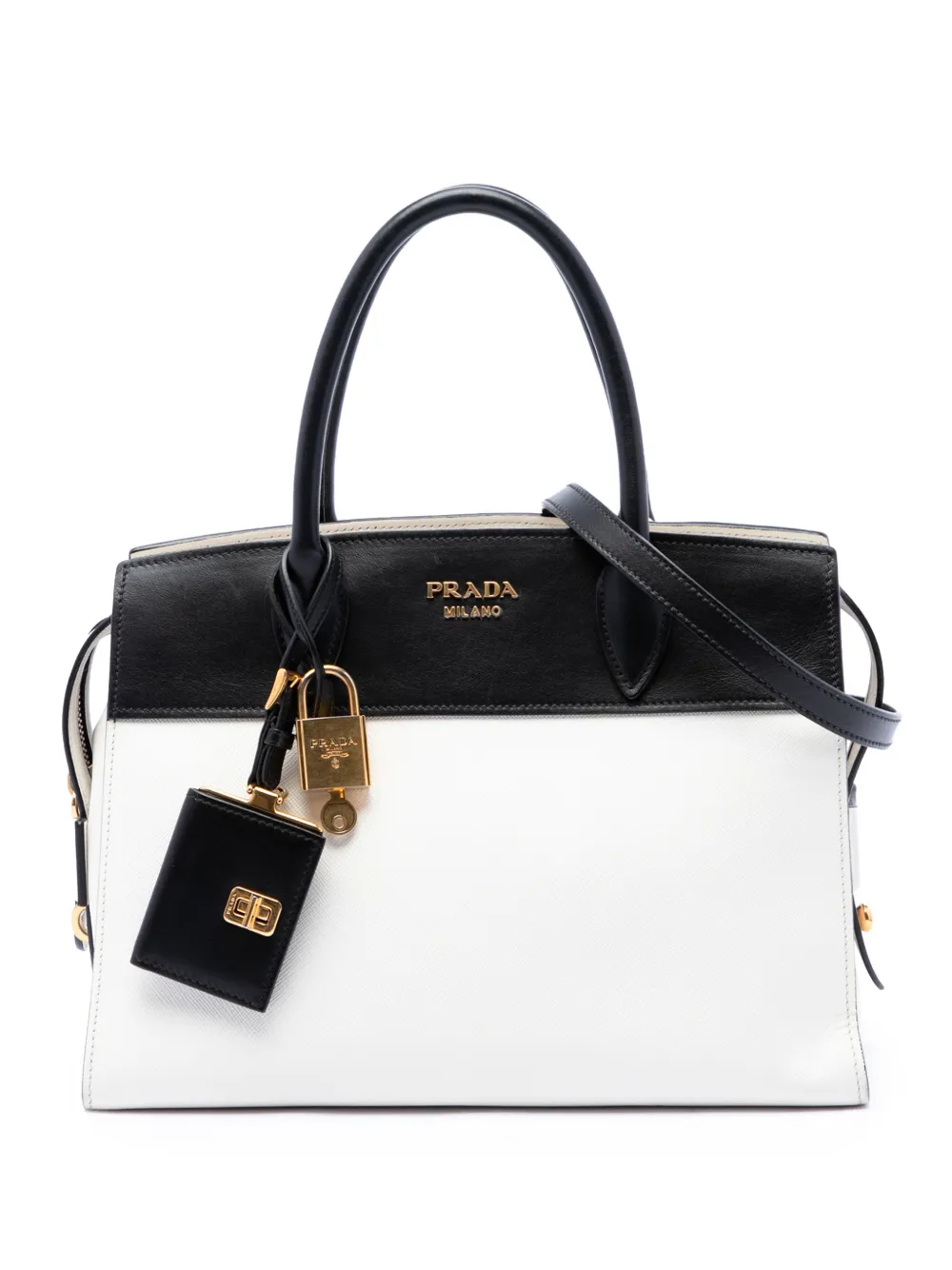 Prada Pre-Owned 2013-2026 Bicolor Saffiano and City Calf Esplanade satchel - Nero