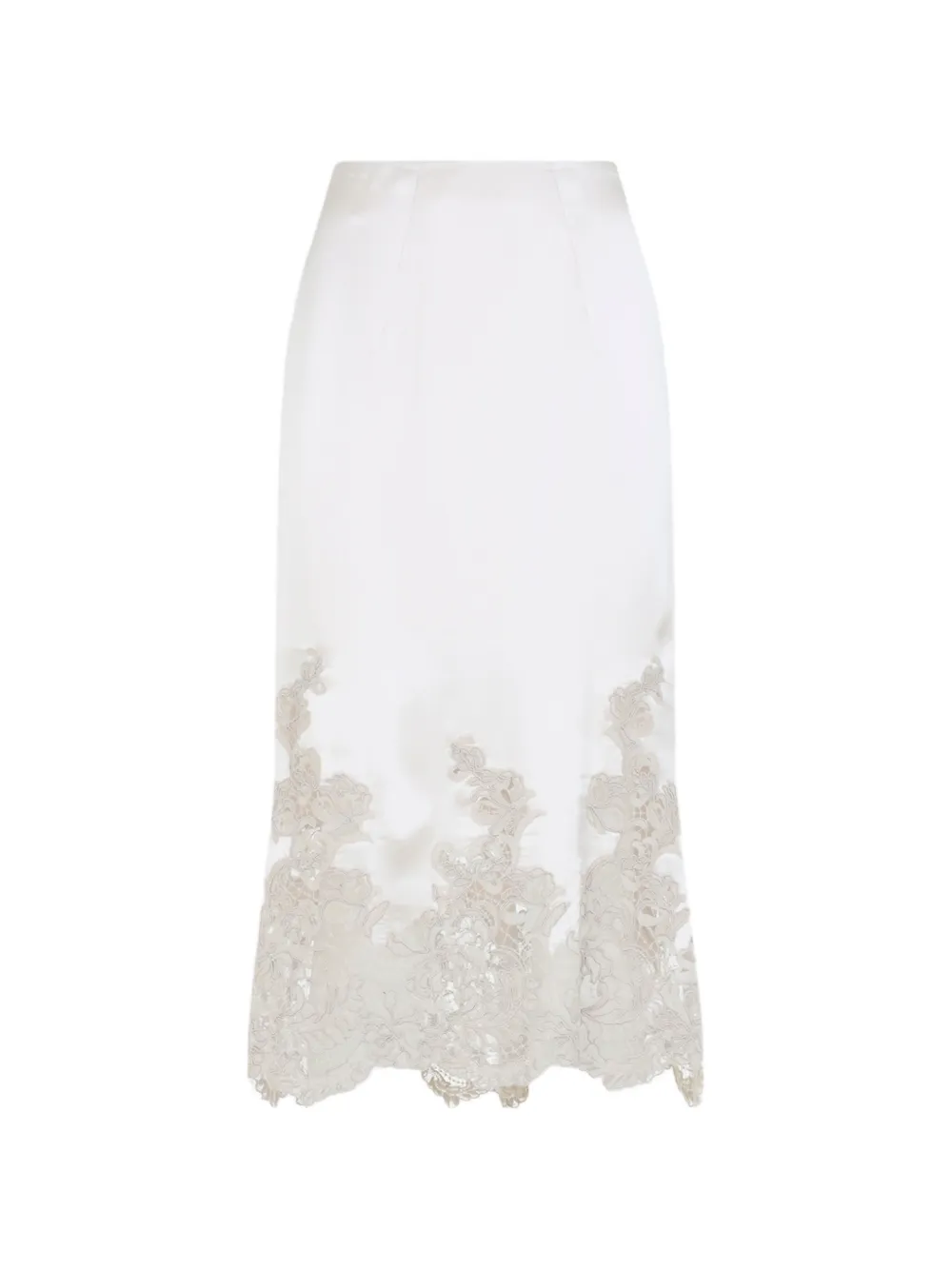 Ermanno Scervino lace-trim silk skirt - Bianco