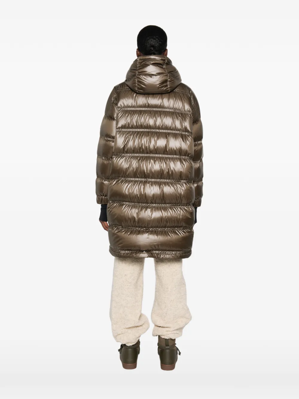 Moncler Grenoble Gewatteerde jas met capuchon Bruin