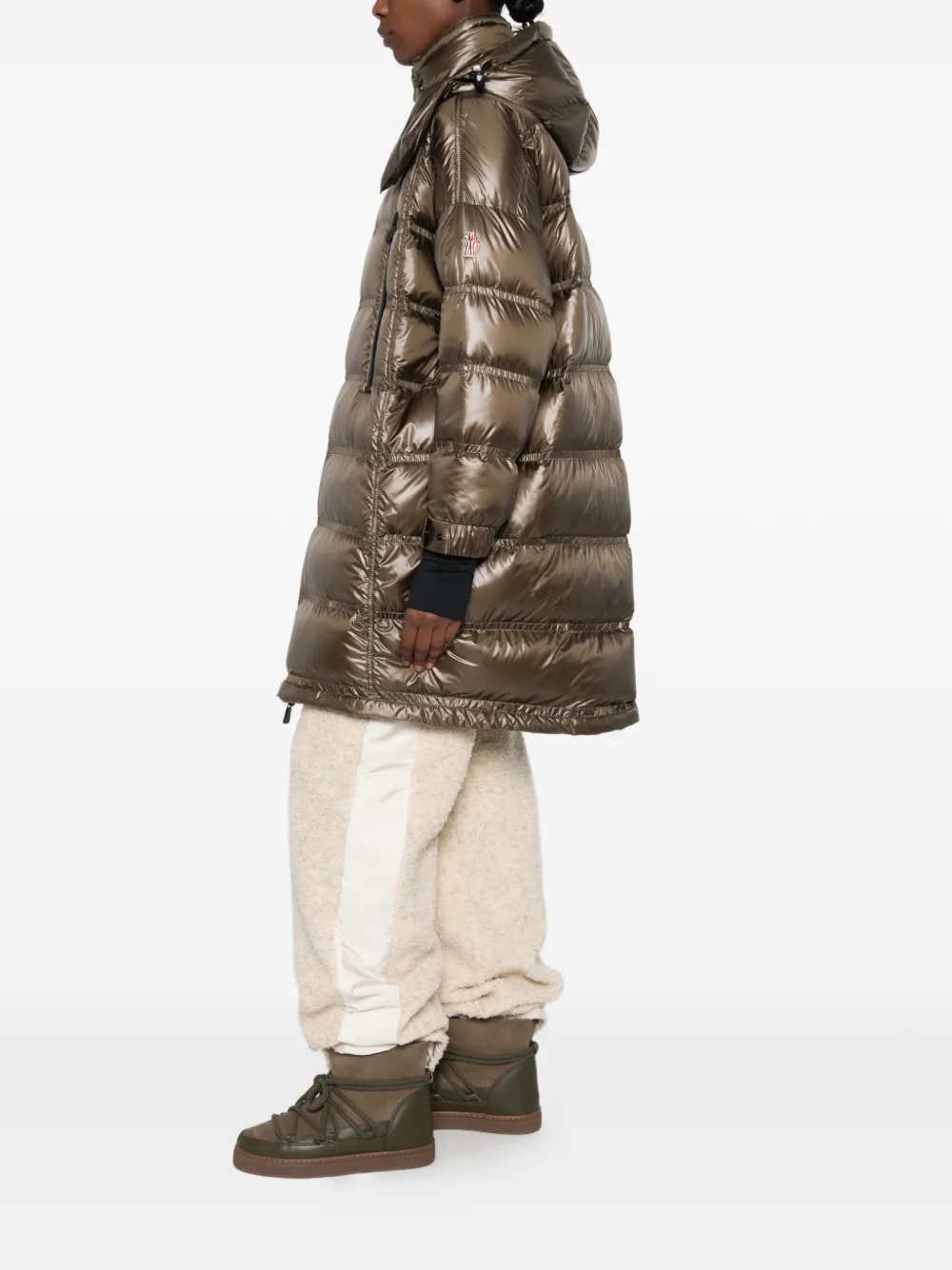 Moncler Grenoble Gewatteerde jas met capuchon Bruin