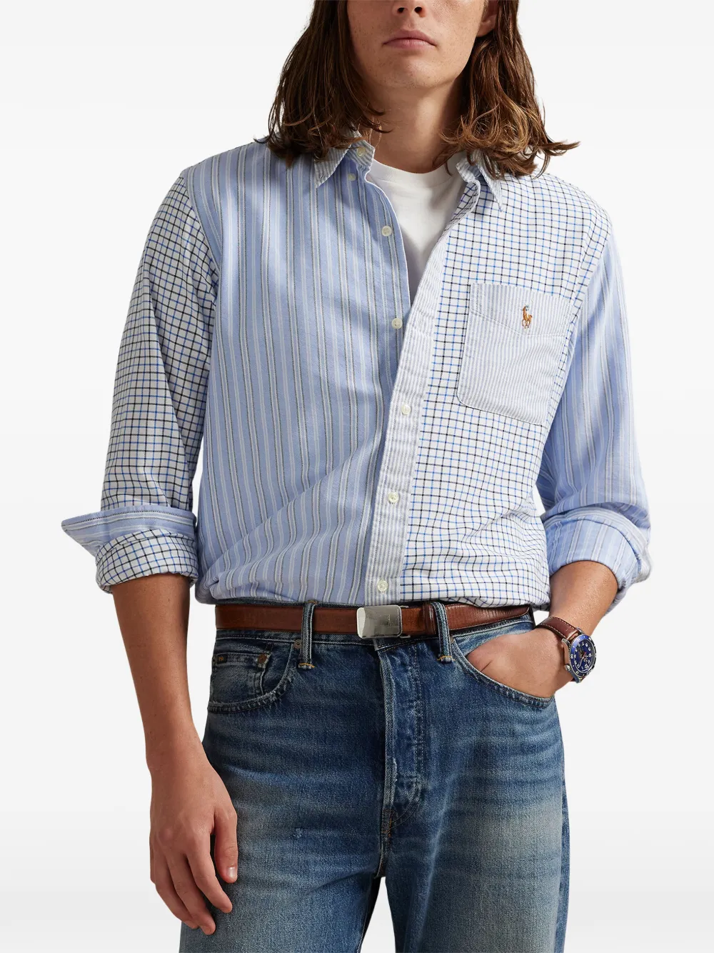 Polo Ralph Lauren Funshirt overhemd met patchwork Blauw