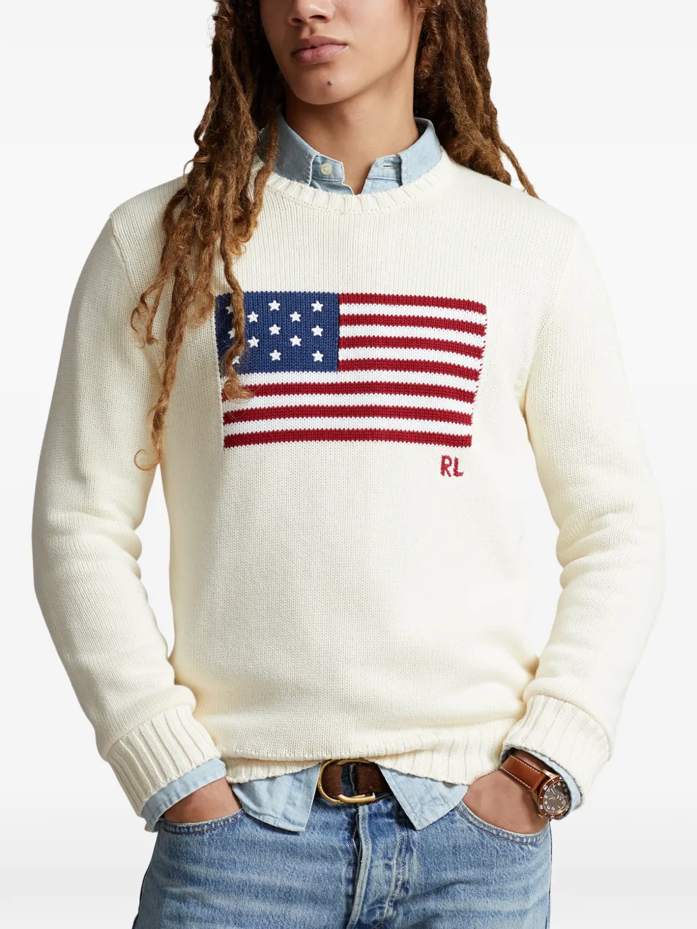 Polo Ralph Lauren The Iconic Flag trui Beige