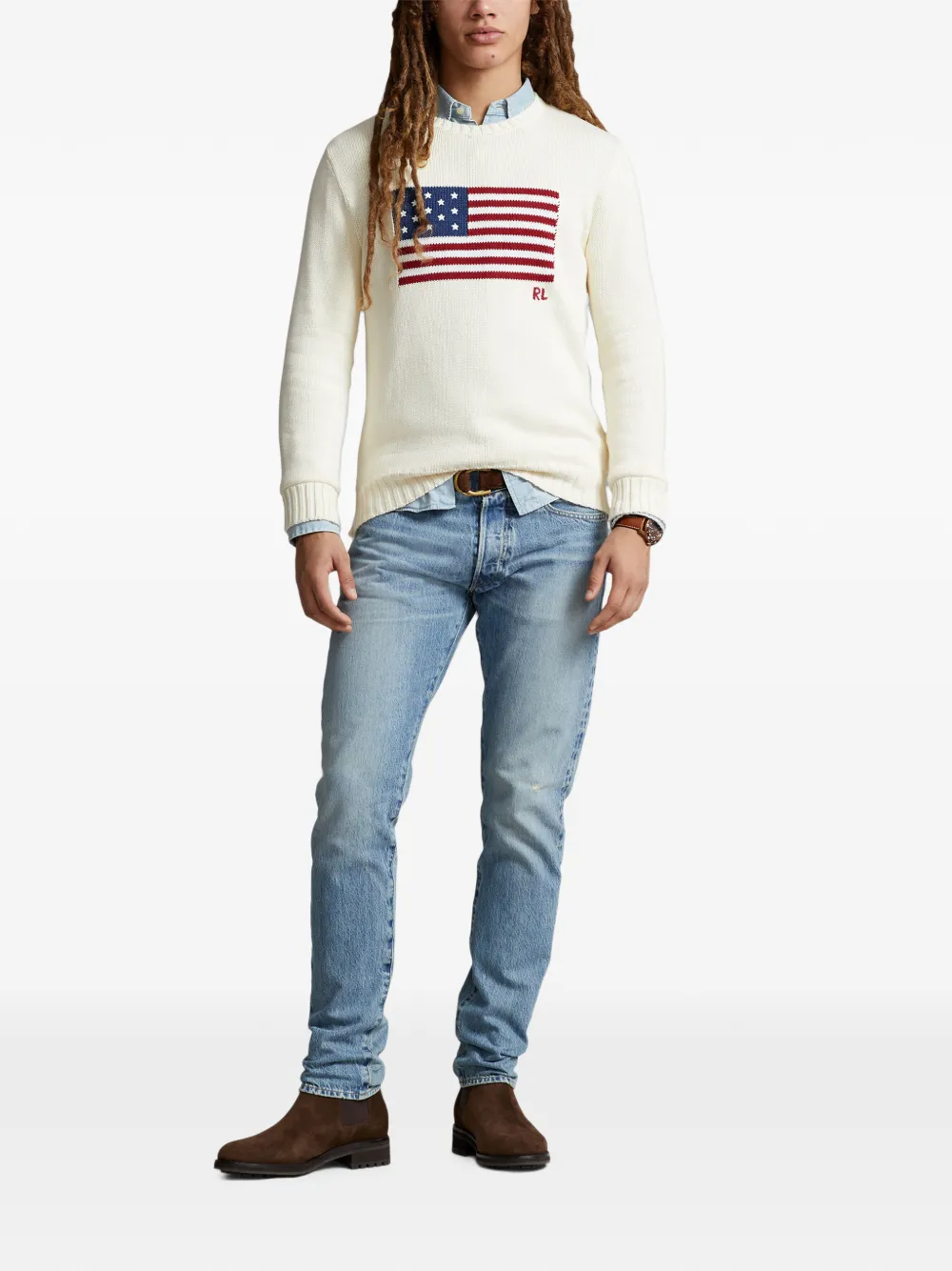 Polo Ralph Lauren The Iconic Flag trui Beige