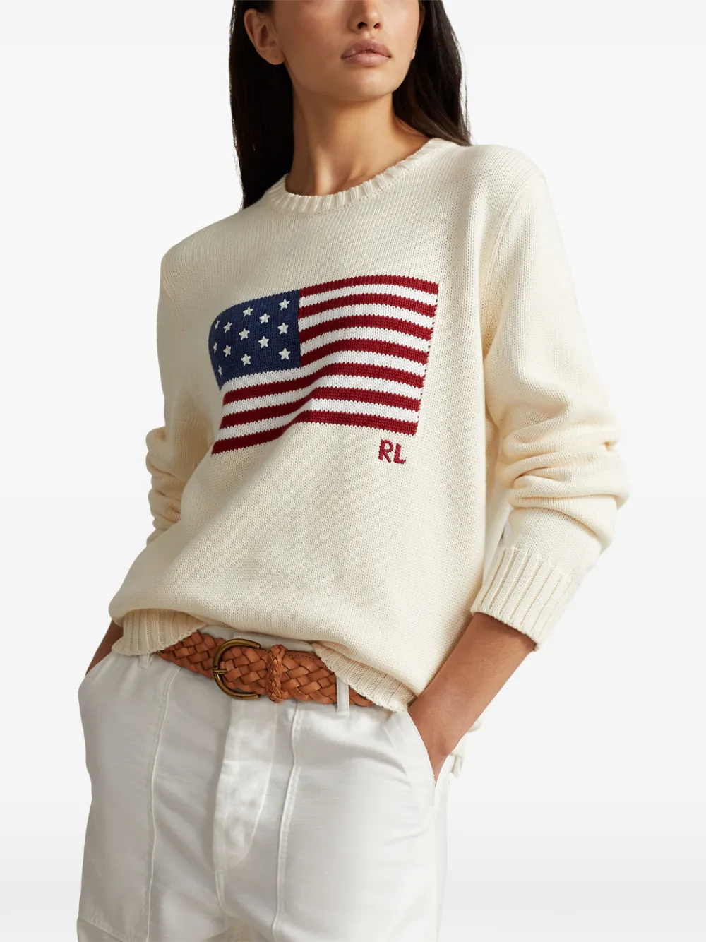 Polo Ralph Lauren The Iconic Flag trui Beige