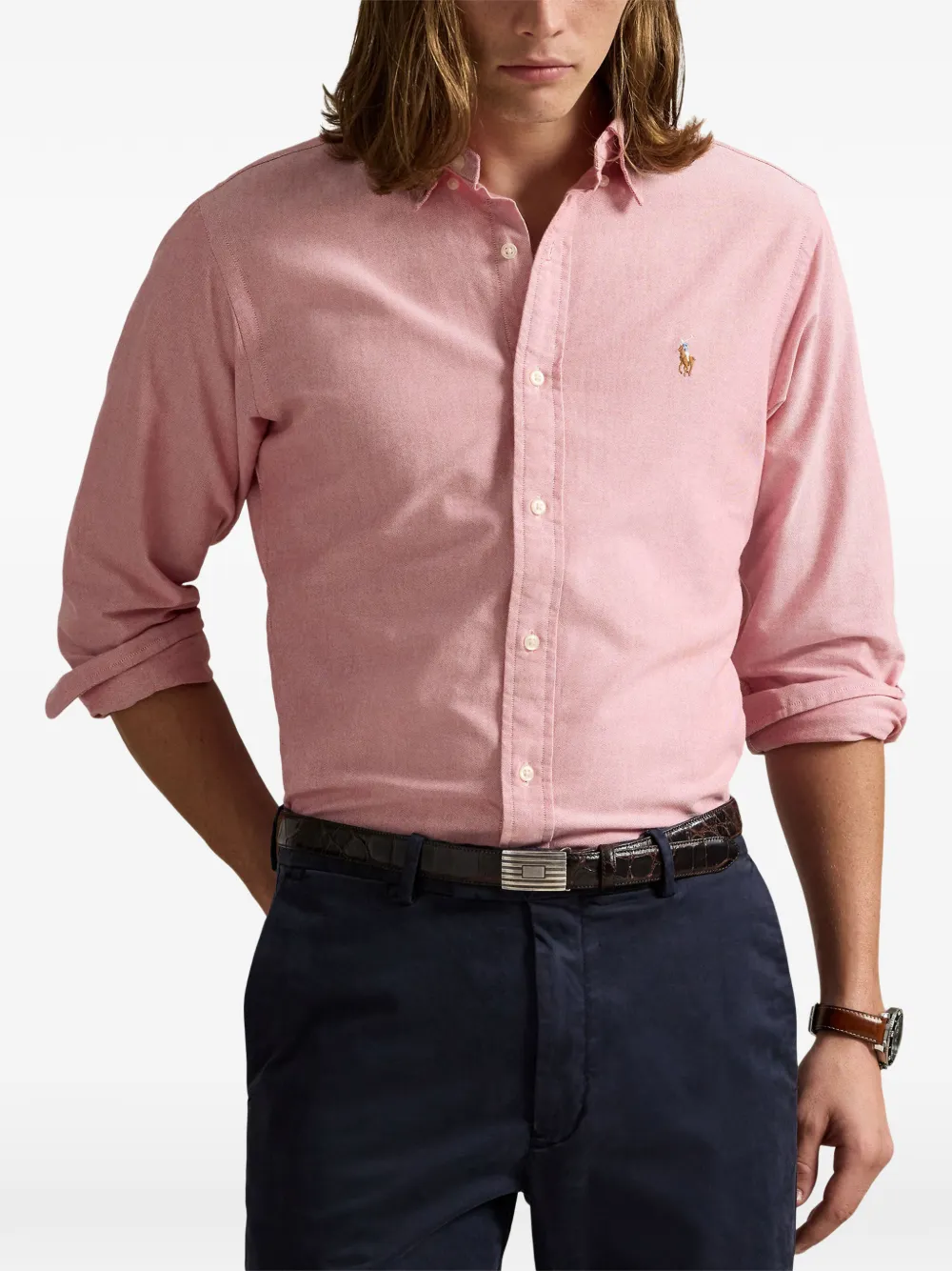 Polo Ralph Lauren logo-embroidered button-down shirt Roze