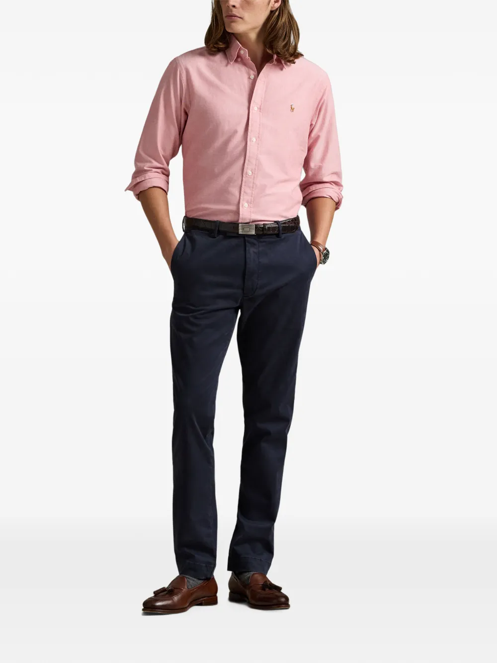 Polo Ralph Lauren logo-embroidered button-down shirt Roze