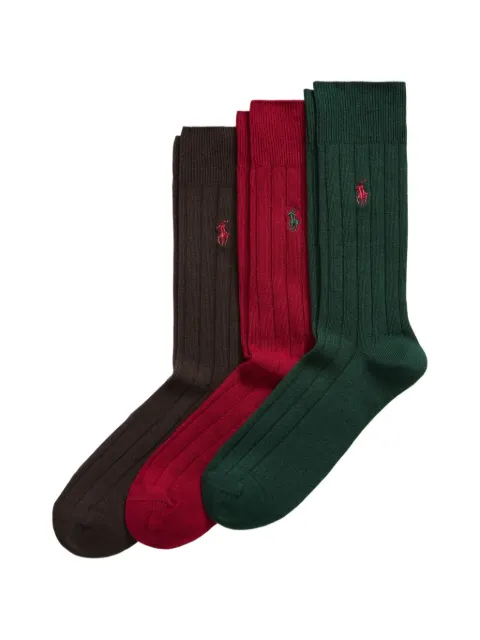 Polo Ralph Lauren logo-embroidered ribbed socks (set of three)