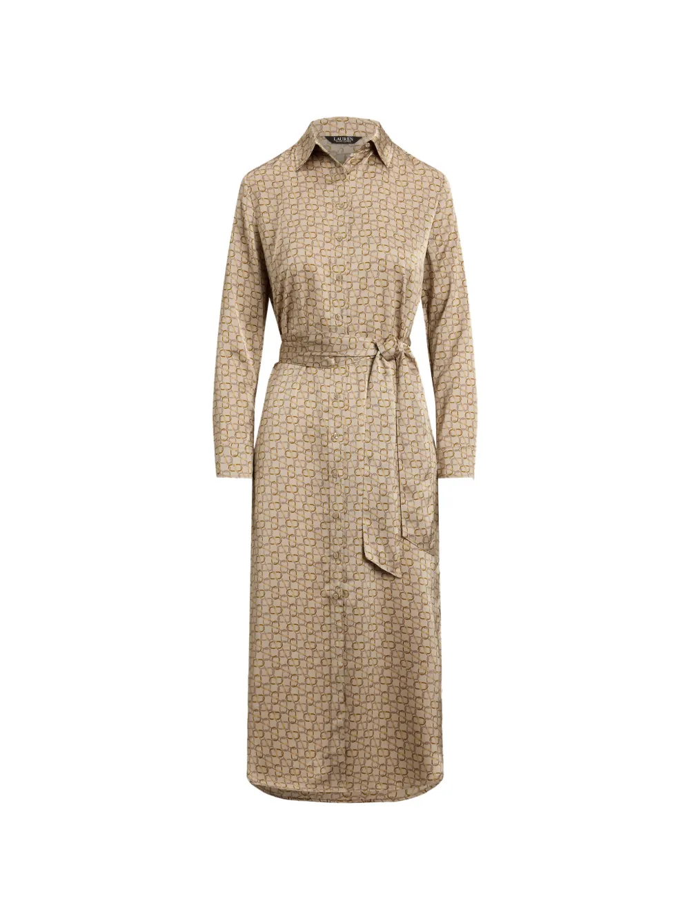Lauren Ralph Lauren monogram-print belted shirt midi dress