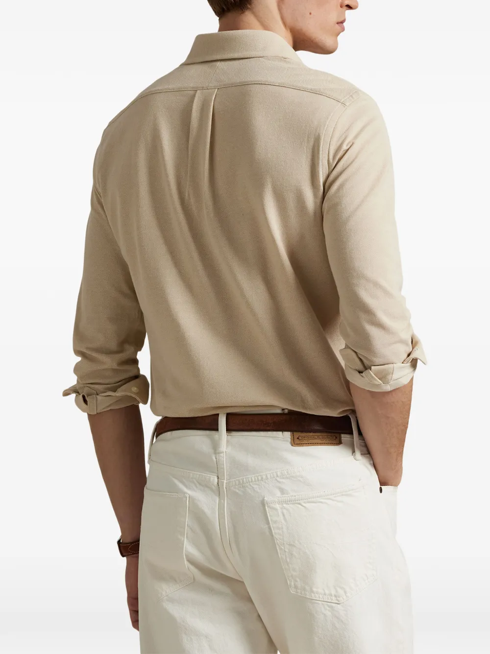 Polo Ralph Lauren embroidered-logo piqué shirt Beige