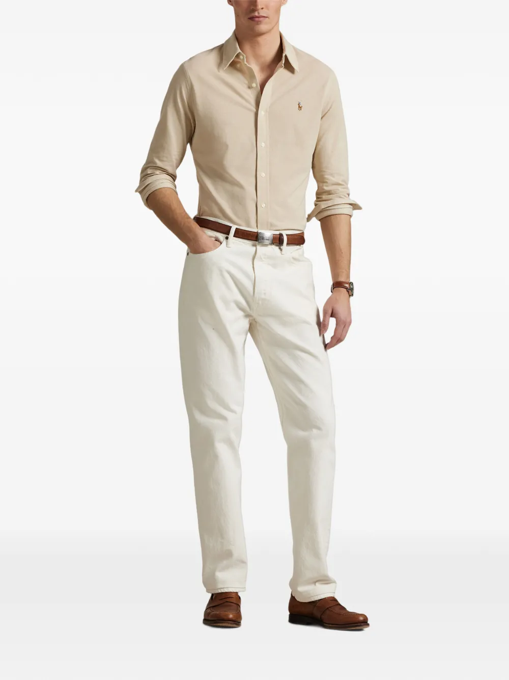 Polo Ralph Lauren embroidered-logo piqué shirt Beige