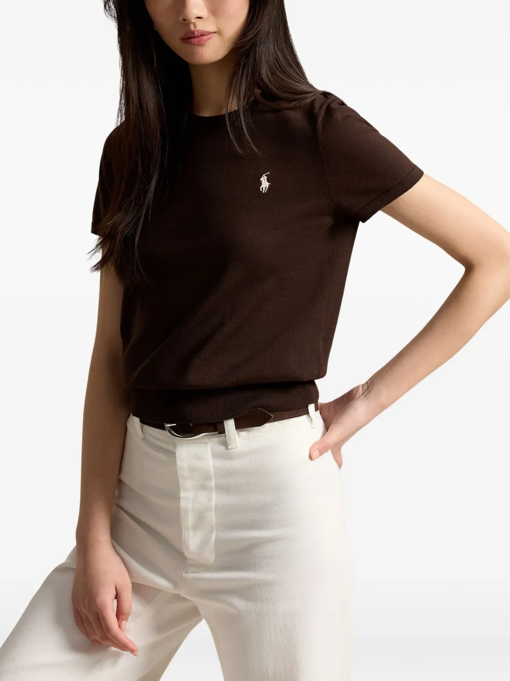 Polo Ralph Lauren T-shirt met geborduurd logo Bruin