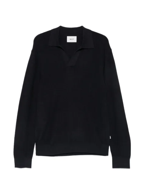 NN07 ribbed-knit polo sweater