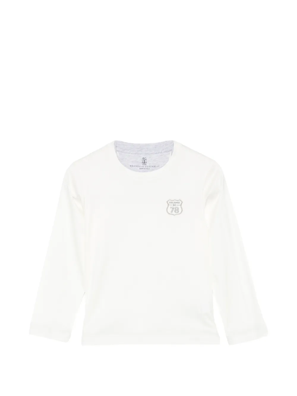 Brunello Cucinelli Kids Langarmshirt mit Logo-Stickerei - Weiß