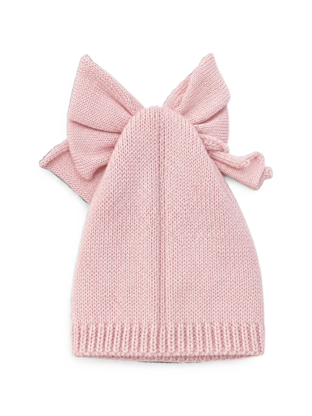 Bébé di Almy bow-detail knitted beanie hat - Rosa