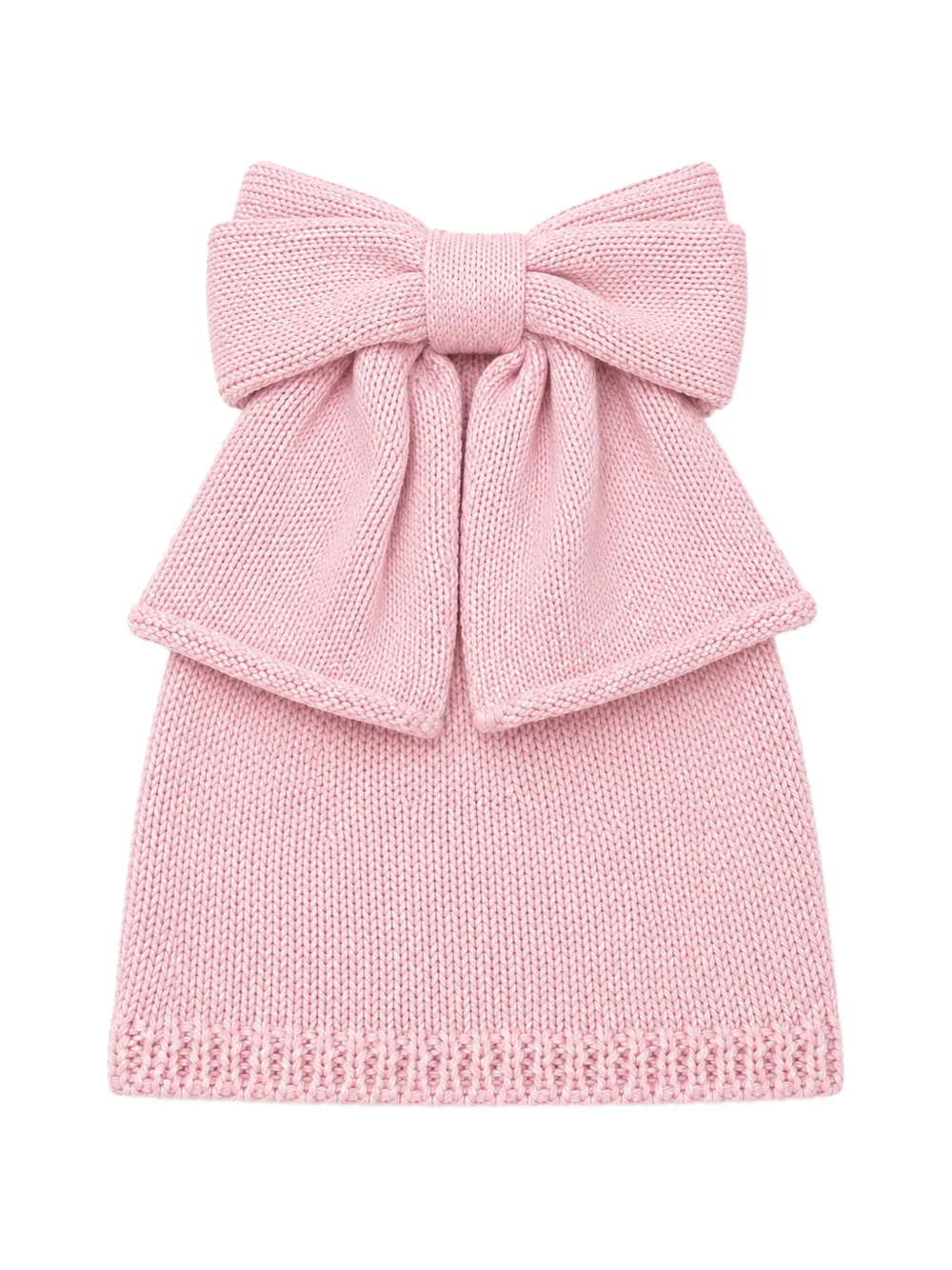 Bébé di Almy bow-detail knitted beanie hat - Rosa