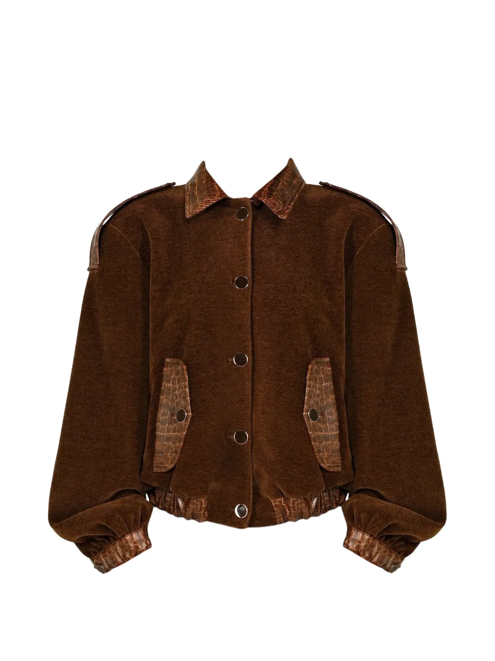 Rowen Rose croc-effect corduroy bomber jacket