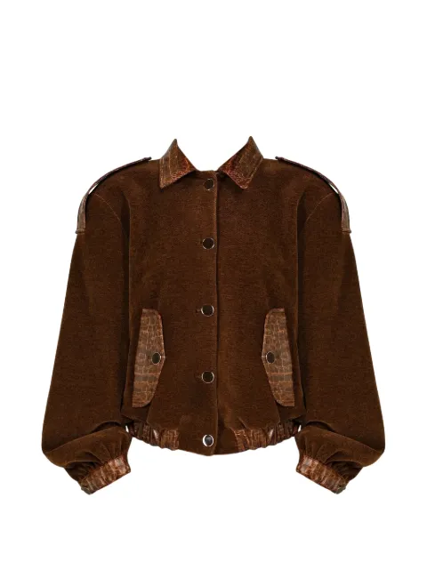 Rowen Rose croc-effect corduroy bomber jacket