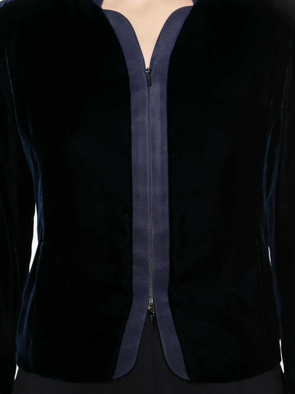 Emporio Armani Fluwelen jack met rits Blauw