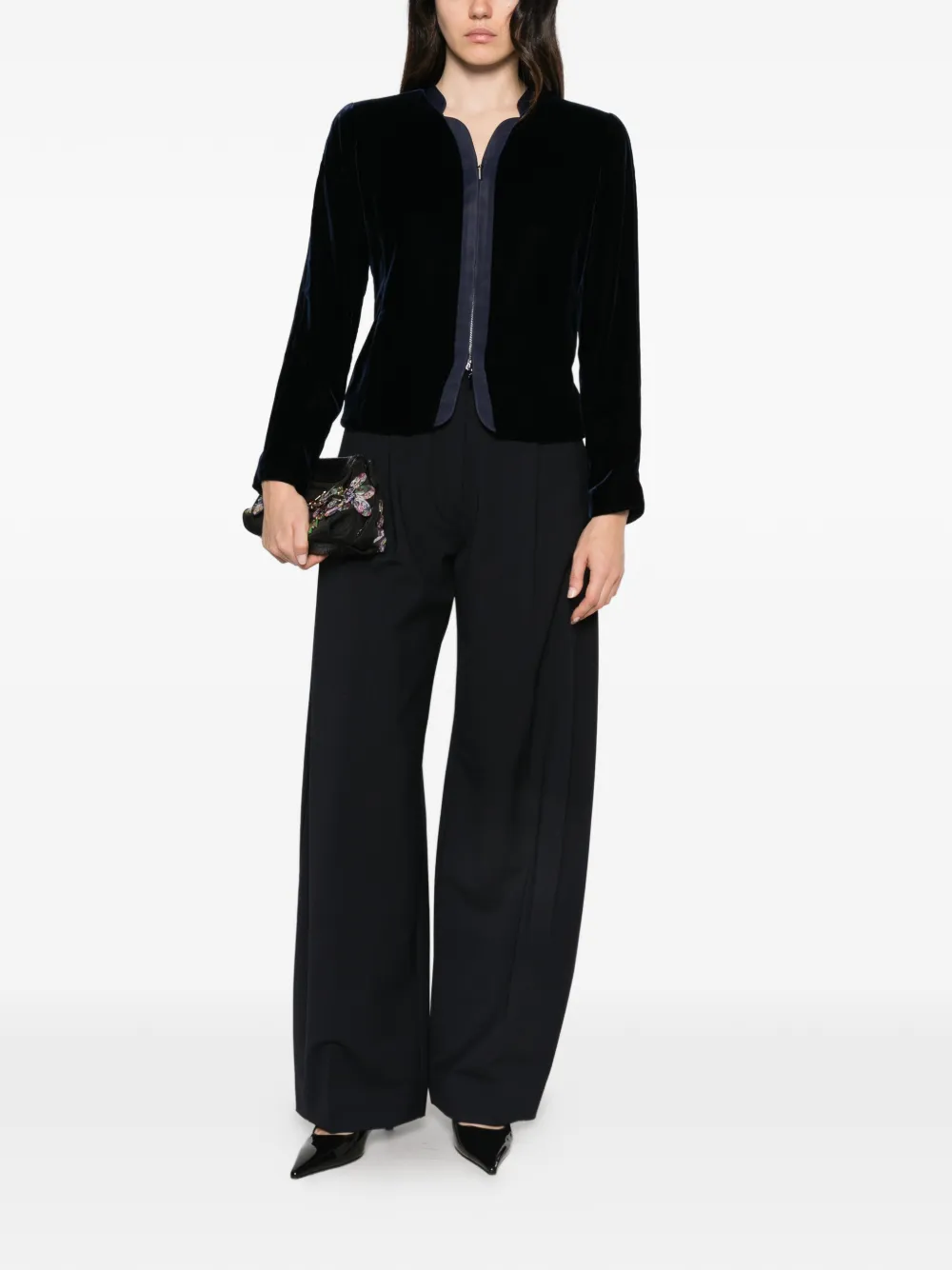 Emporio Armani Fluwelen jack met rits Blauw