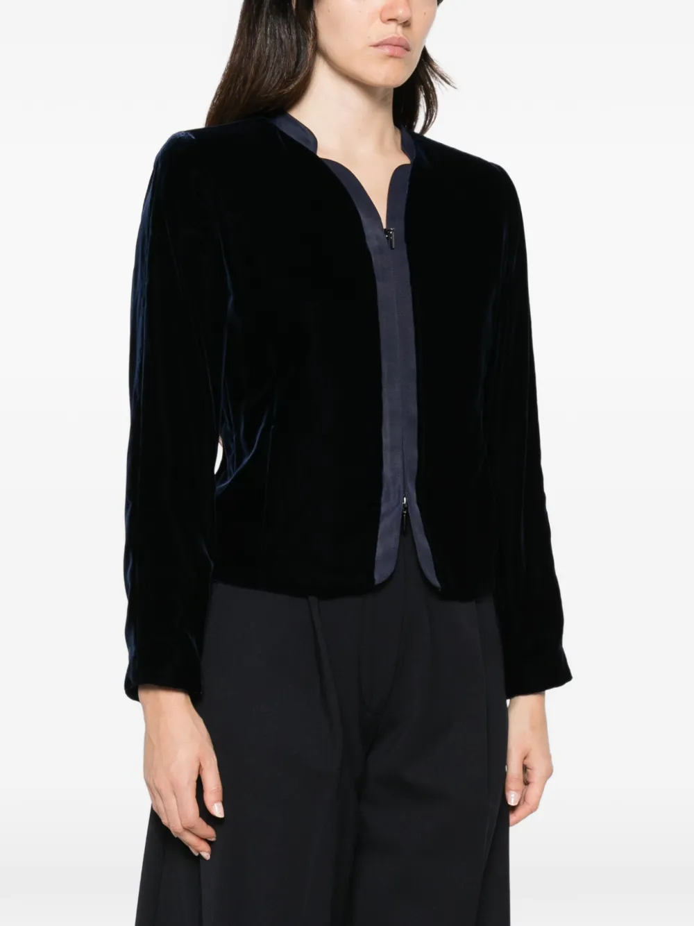 Emporio Armani Fluwelen jack met rits Blauw