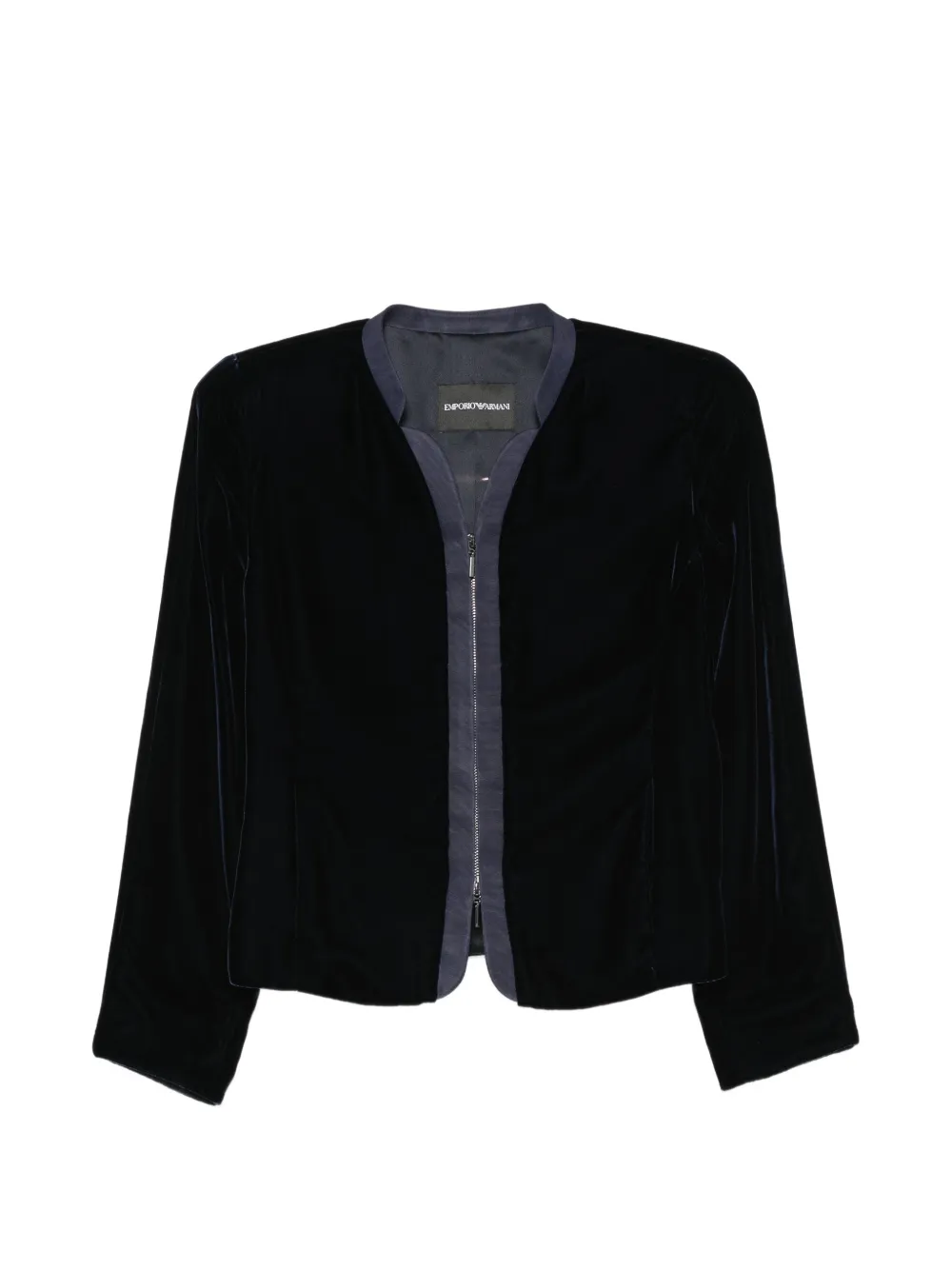 Emporio Armani velvet zip-up jacket - Blu