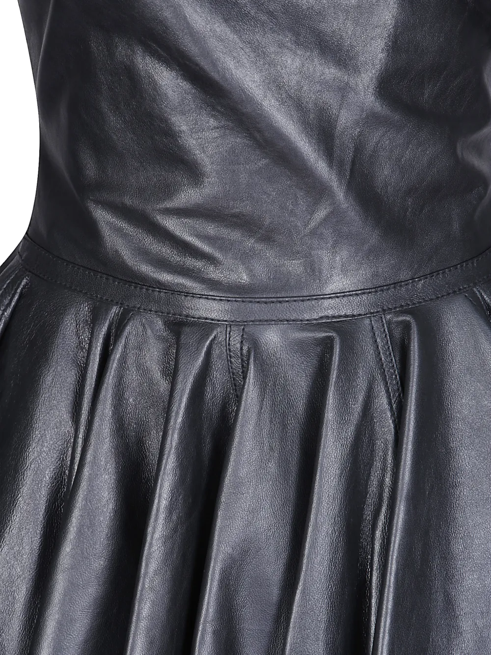 Haikure Lucrezia pleated leather mini dress Zwart