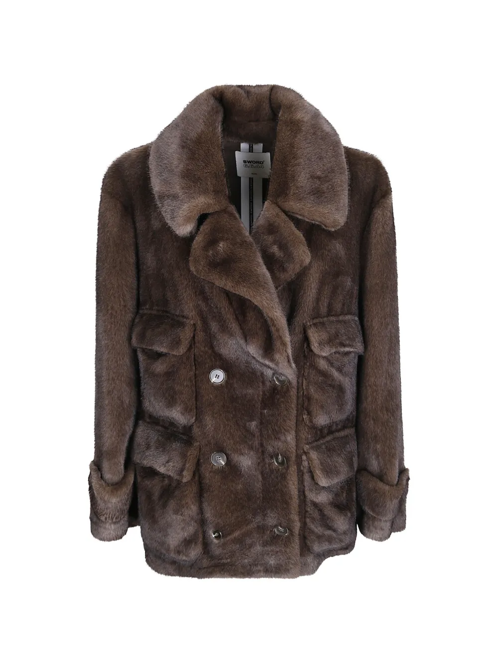 Sword 6.6.44 Double-breasted Faux-fur Jacket In Brown