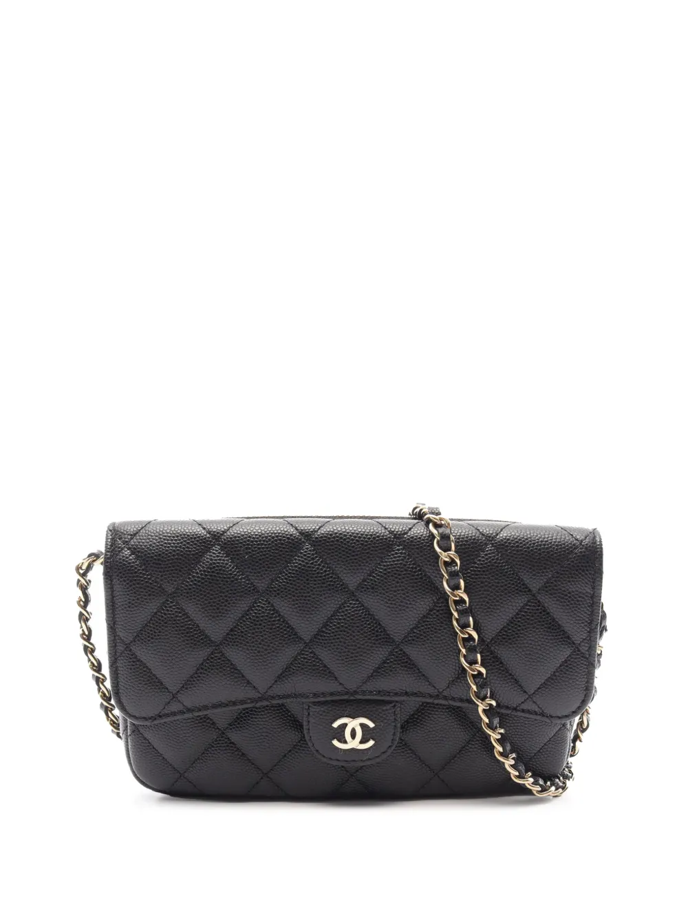 CHANEL Pre-Owned 2021-2026 CC Quilted Caviar Phone Case crossbody bag - Nero