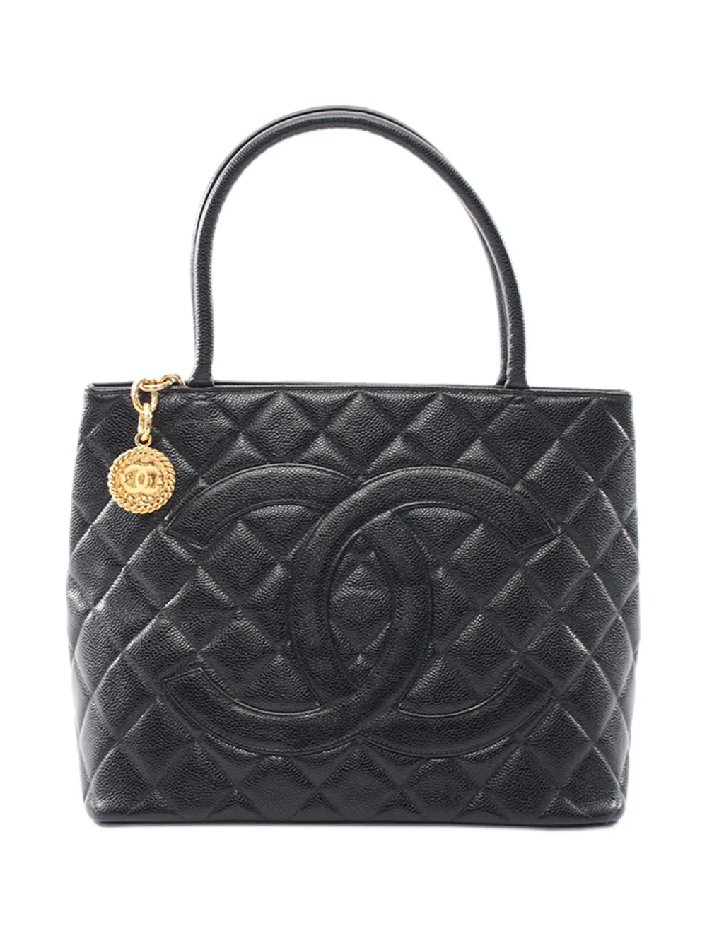 CHANEL Pre-Owned 1997-1999 Medallion Tote Bag aus Kaviarleder - Schwarz