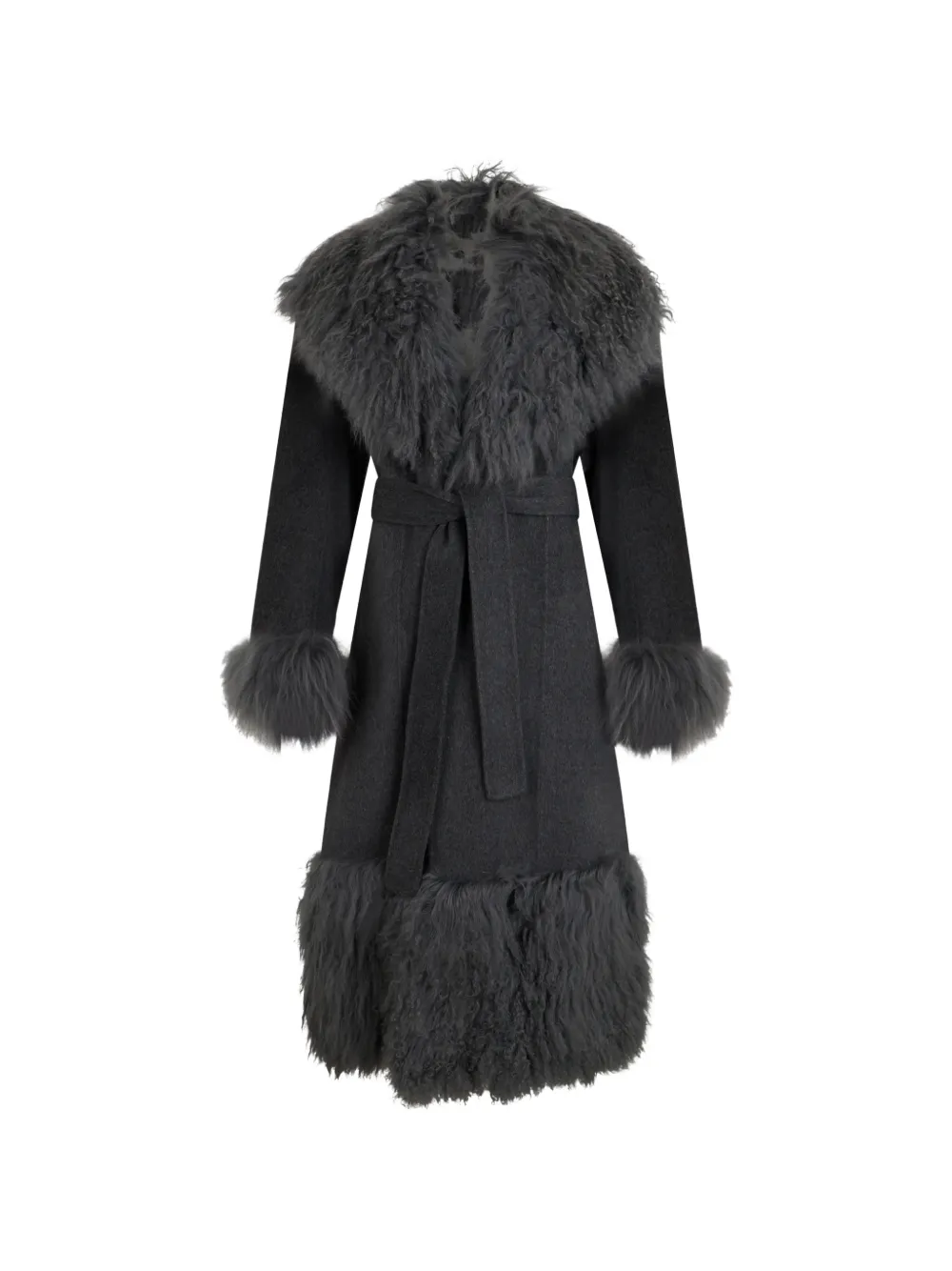 Giuseppe Di Morabito shearling-trim belted coat - Grigio