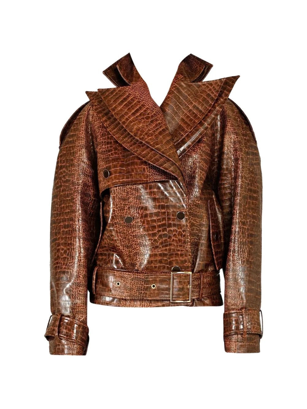 Rowen Rose croco-effect Signature short trench coat