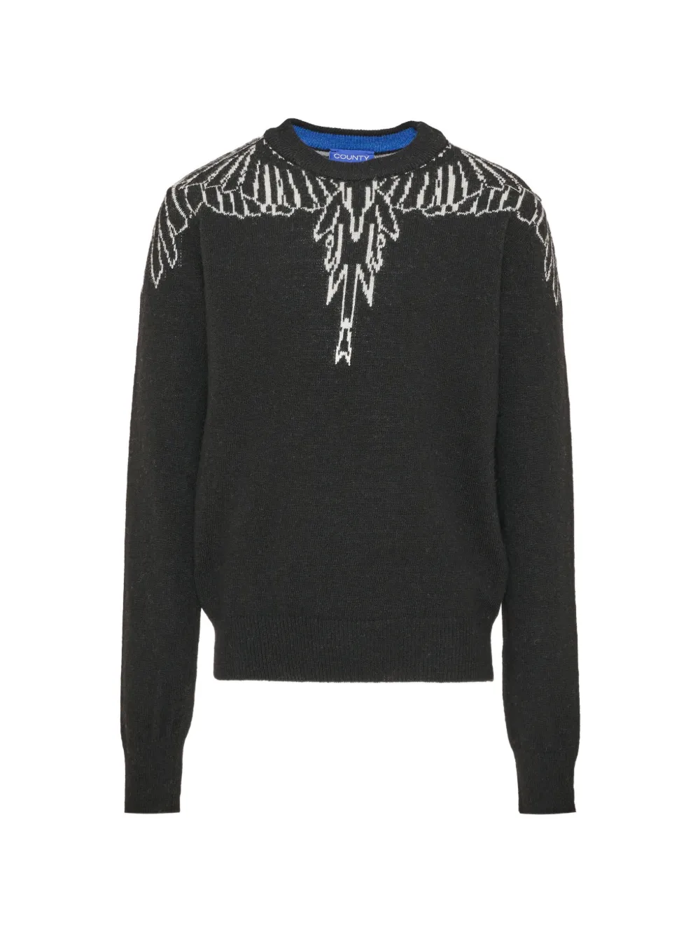 COUNTY OF MILAN wings-print long-sleeve sweater - Nero