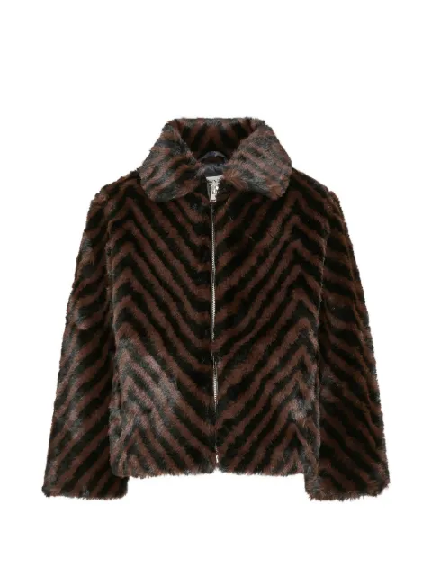 Lanvin Enfant chevron-pattern faux-fur jacket