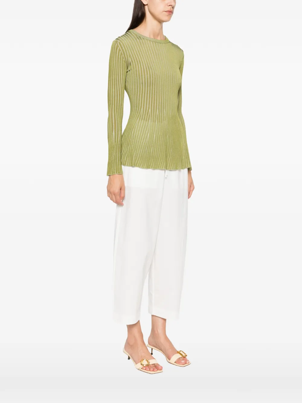 Rosanna Ocampo Lola ribbed-knit long-sleeve sweater Groen