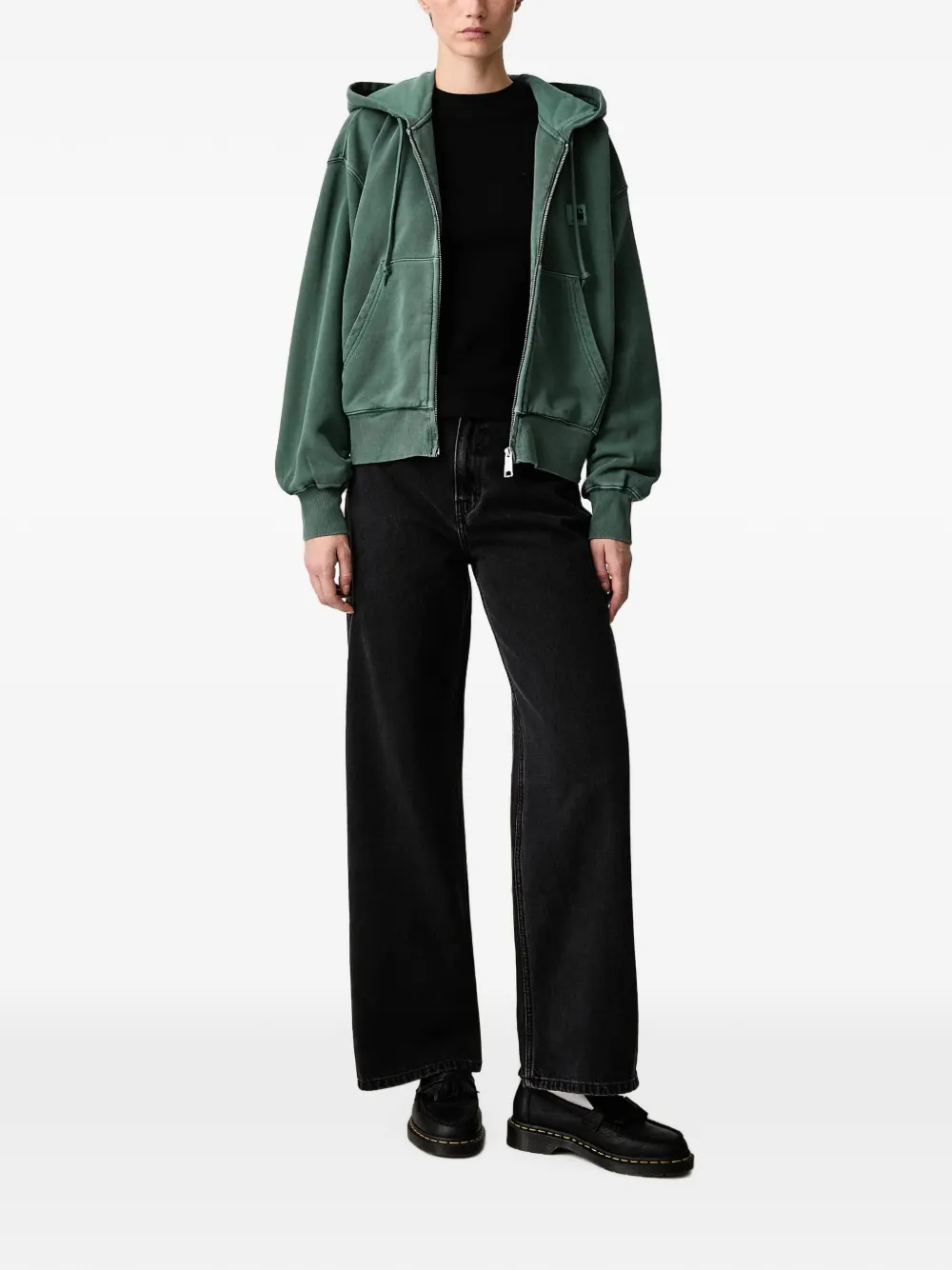 Carhartt WIP Nelson hoodie met logopatch en rits Groen